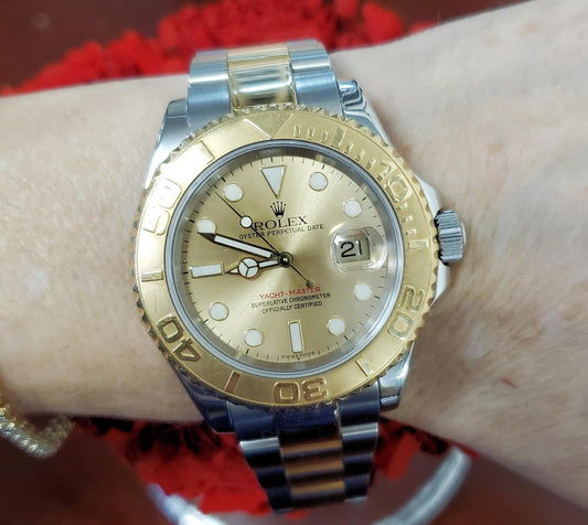 Rolex YachtMaster 16623 40mm Two Tone Yellow Gold Dial Oyster Automatic Watch