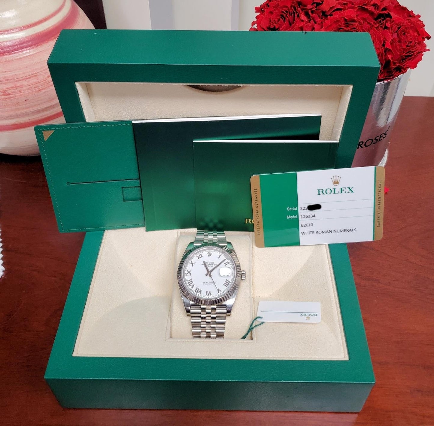 Rolex Datejust 41mm 126334 Stainless Steel Jubilee White Roman Dial Fluted Bezel