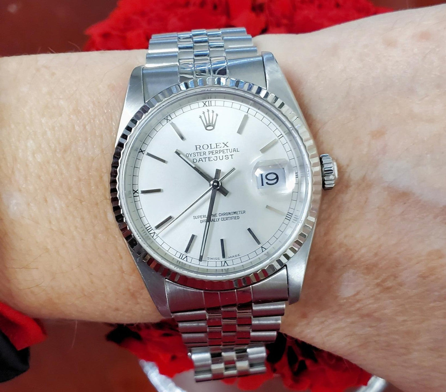 Rolex Datejust 16234 36mm Stainless Steel Jubilee Silver Dial White Gold Bezel