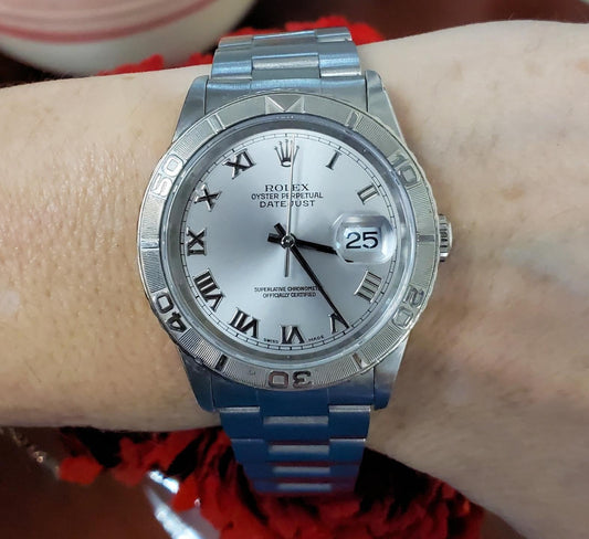 Rolex Datejust Turn-O-Graph 16264 Thunderbird 36mm Steel Silver Roman Dial 2002