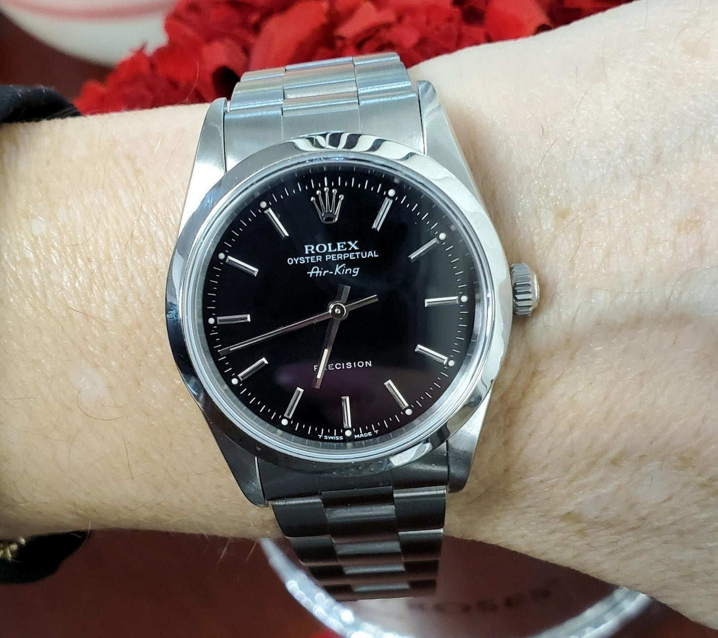 Rolex AirKing 14000 34mm Stainless Steel Oyster Black Dial Silver Stick 1991