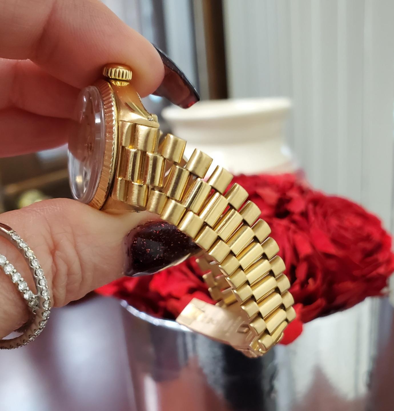 Vintage Rolex Datejust 6516 18k Yellow Gold President 25mm Ladies Automatic 1967