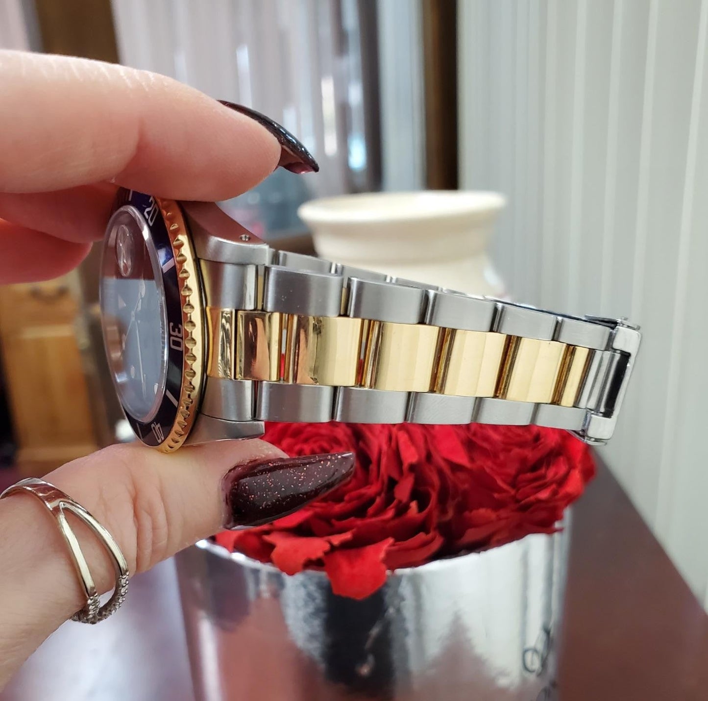 Rolex Submariner 16803 Two Tone 40mm Tritium Purple Tropical Dial Blue 1988