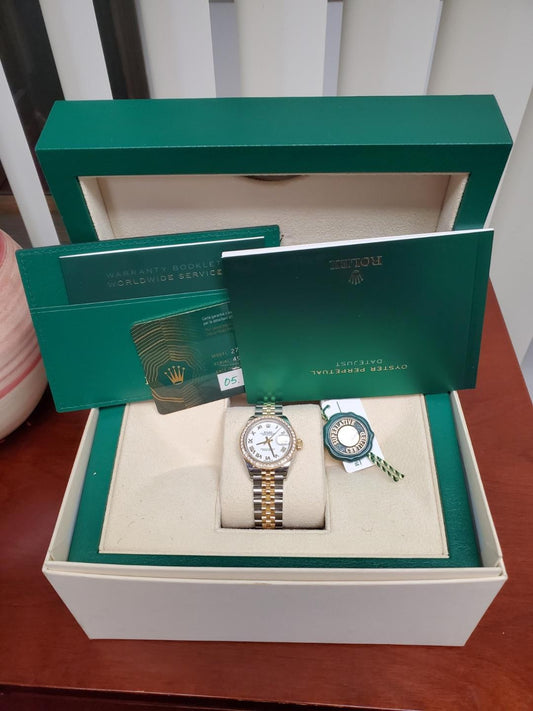 Rolex Lady Datejust 279383 Factory Diamond Bezel White Roman 28mm Complete 2023