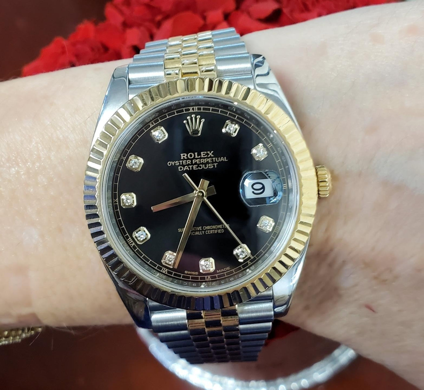 Rolex Datejust 41mm 126333 Two Tone Jubilee Black Diamond Dial Fluted Bezel Auto