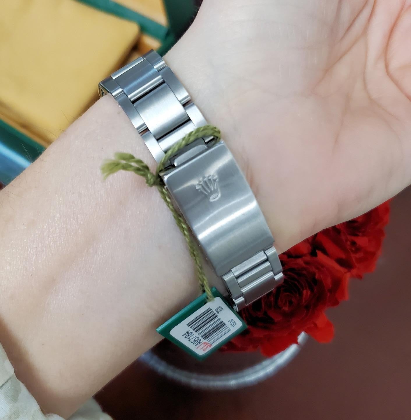 Rolex Date 34mm 15210 Steel Engine Turn Bezel Blue Dial 2000 Boxes Papers