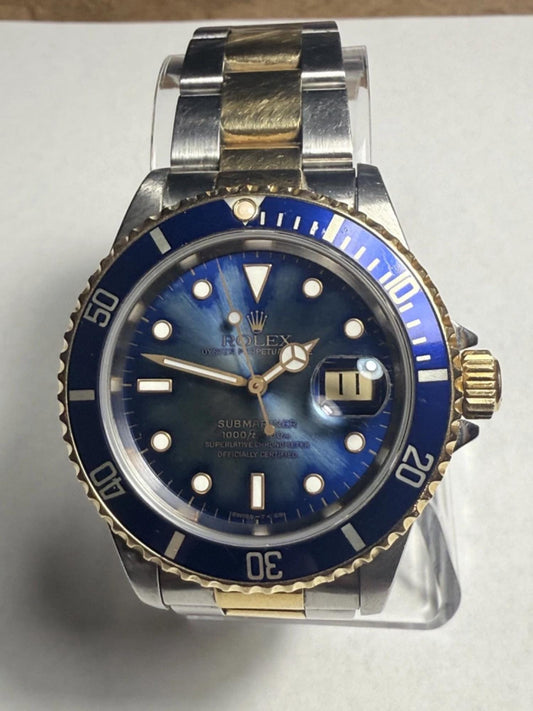 Vintage Rolex Submariner Date 40 mm Blue Dial Two Tone | Stainless Steel & 18K Gold | Automatic Diver Watch | Full Set Box Papers